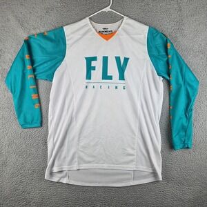Fly Racing Kinetic Mesh Jersey Mens 2XL White Blue Motocross MX